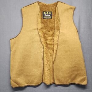 Barbour Fleece Vest Men XL Snap In Warm Pile Lining Liner British Tan Brown Vtg
